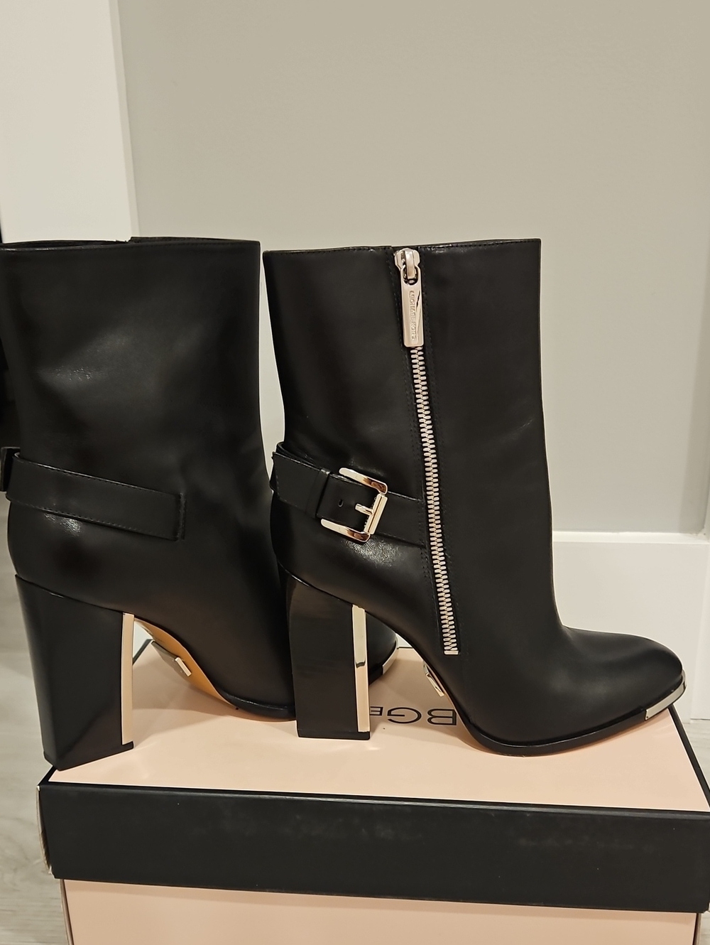 Michael Kors Women Black LEATHER High Block Heels